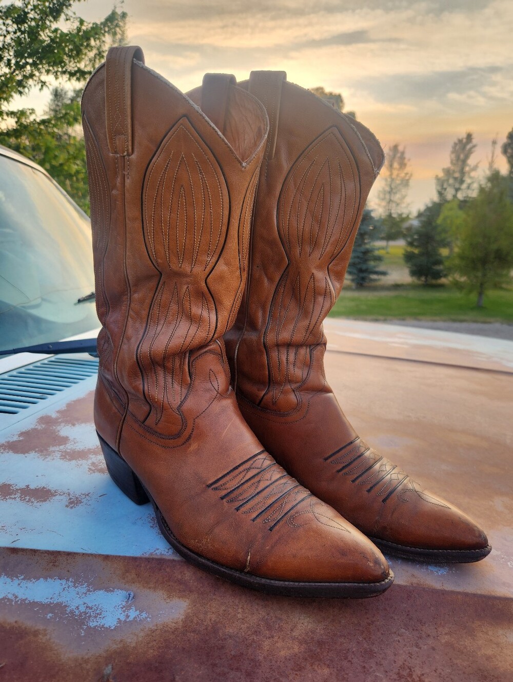Vintage Dan Post Cowboy Boots 11D Made In Spain